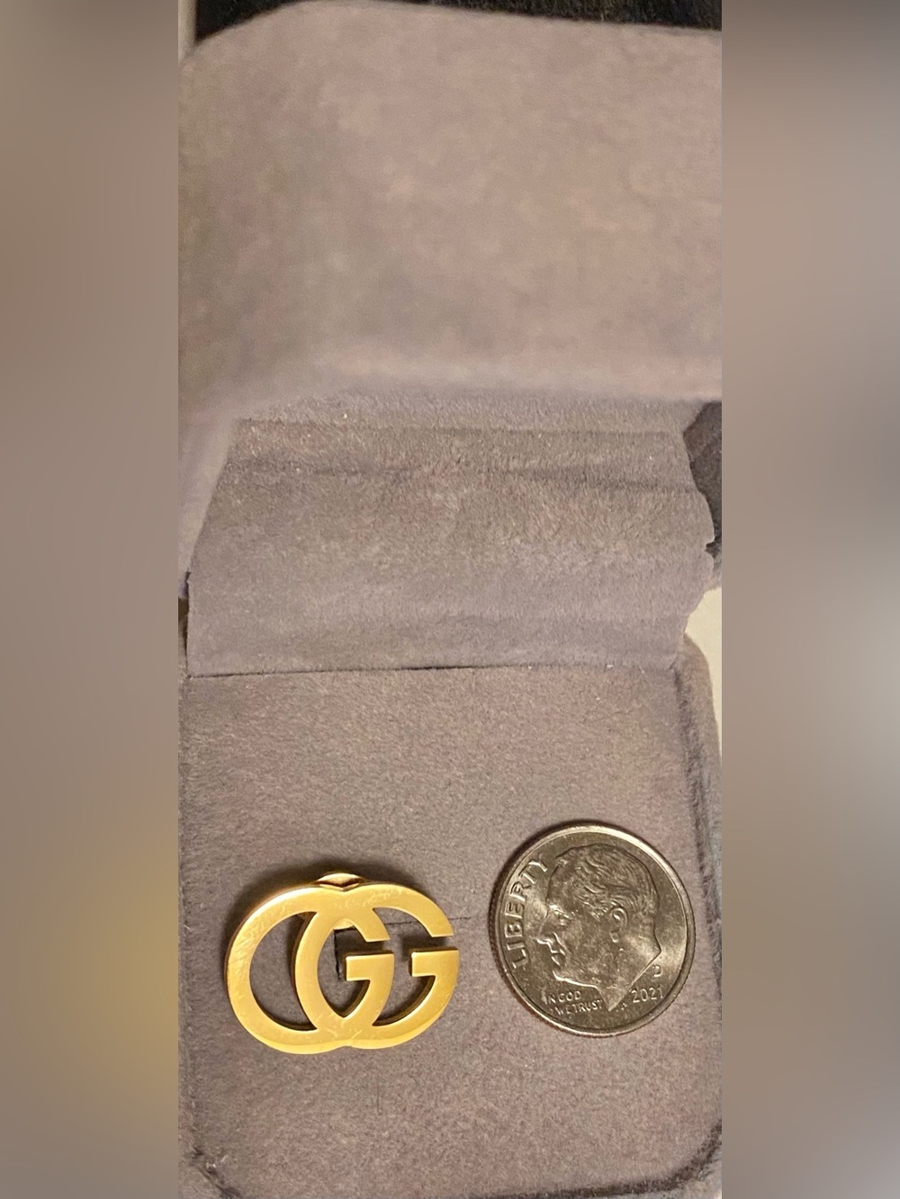 Fashion Jewelry 14K Gold Plated Double-G Style Logo Earrings - Picture 5 of 5
